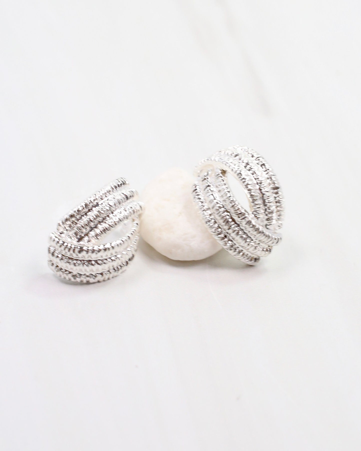 Brianne Brushed Textured Earring Silver