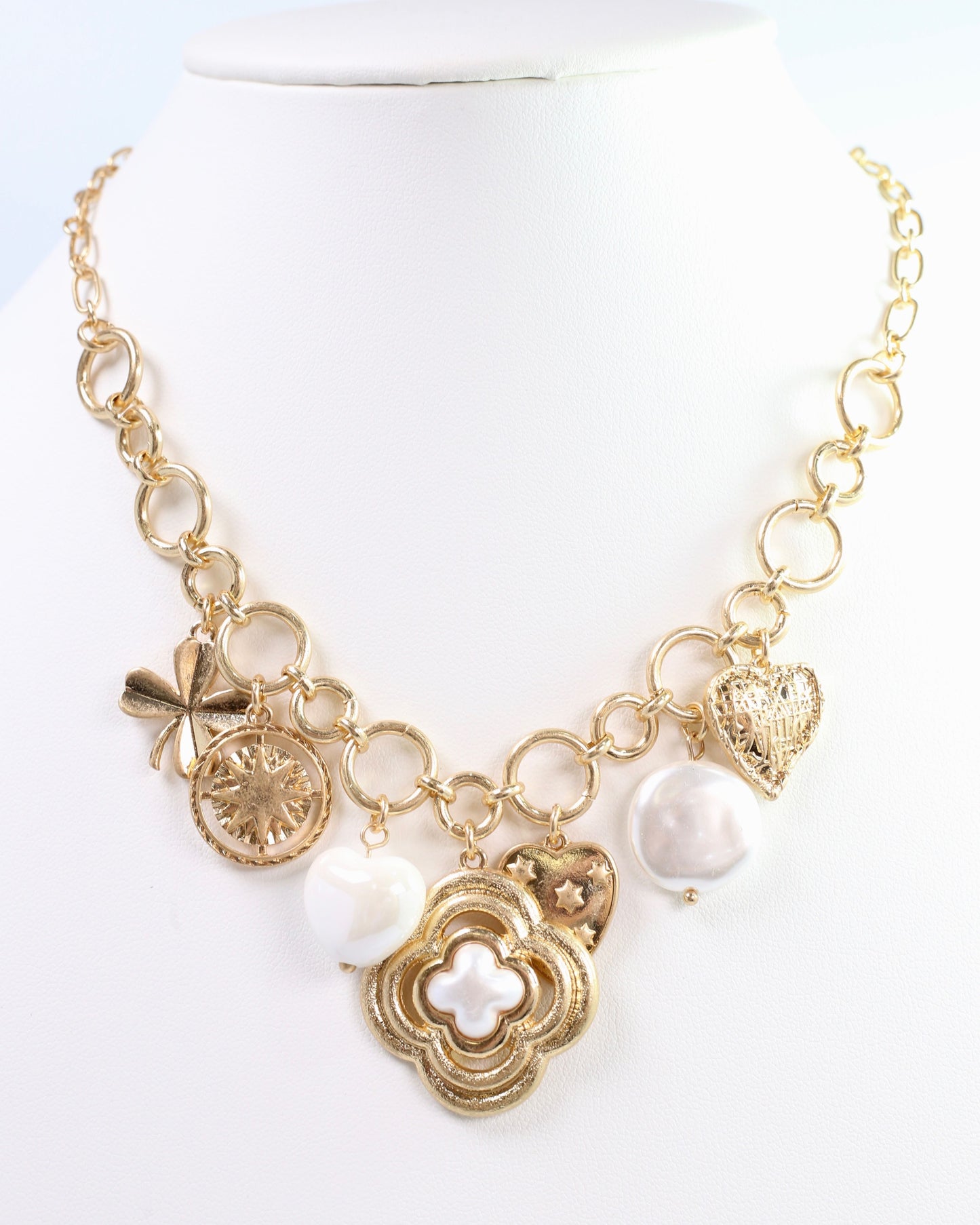 Duchess Charm Necklace Worn Gold
