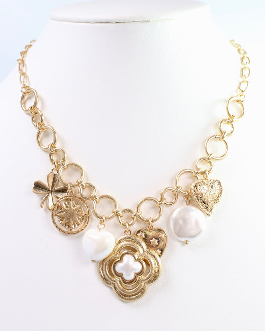 Duchess Charm Necklace Worn Gold
