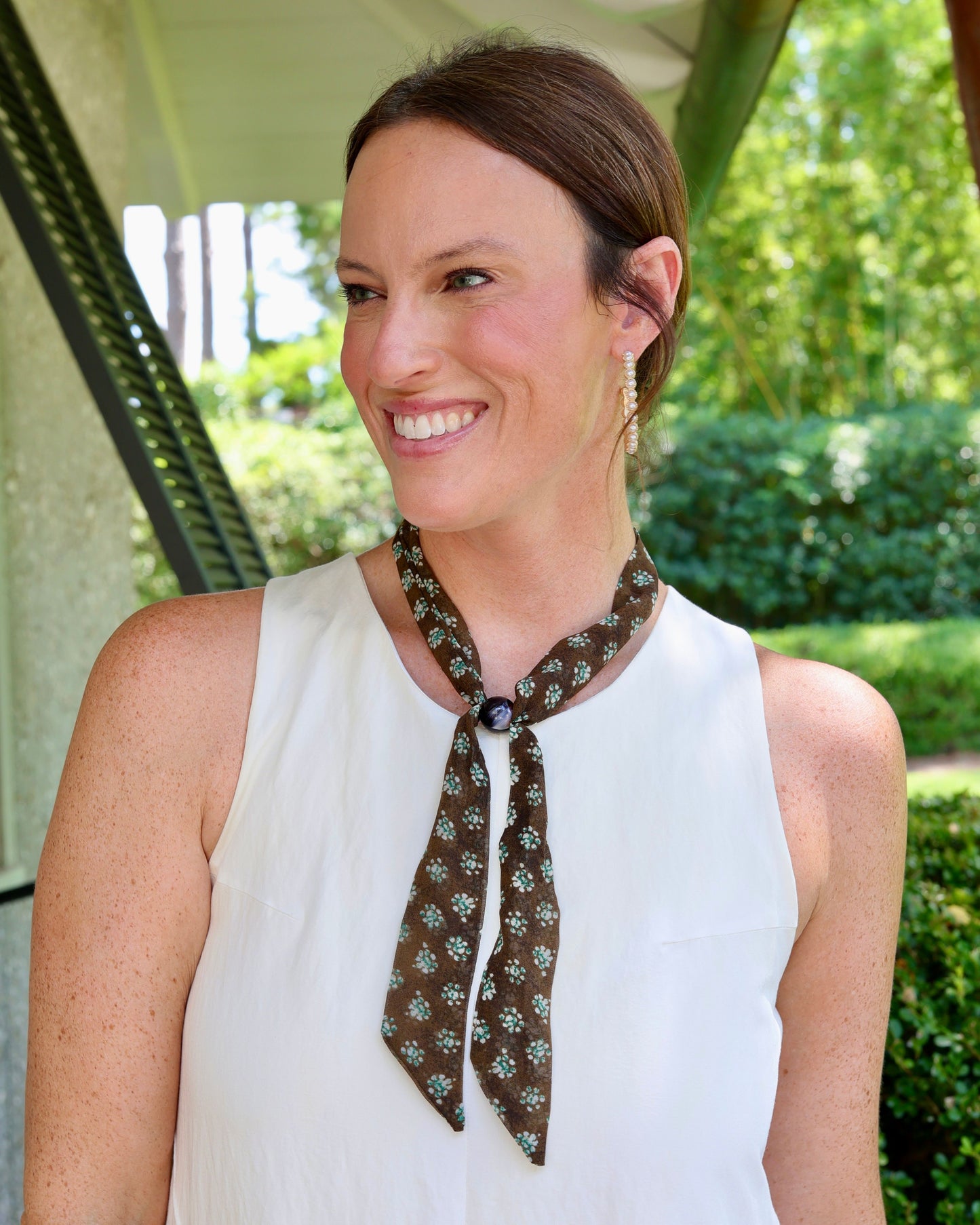 Adalia Adjustable Skinny Scarf Brown Floral