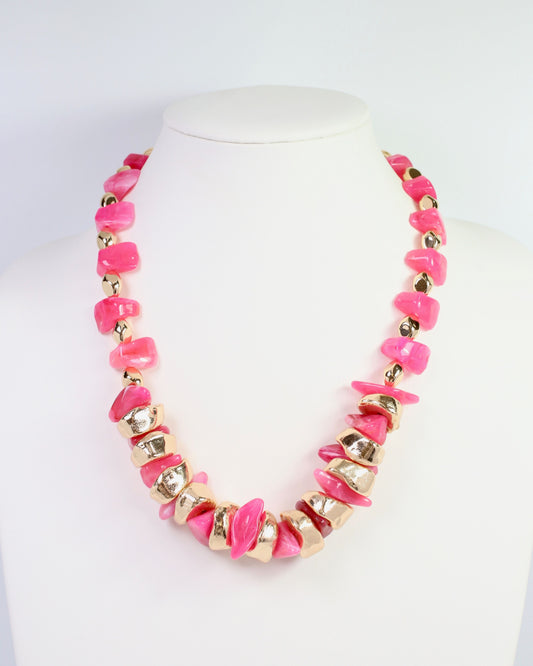Aelia Beaded Necklace Pink