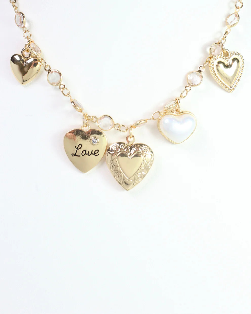 Mix It Up Heart Charm Necklace Gold