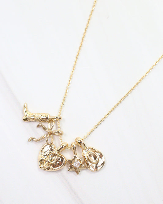 Boot it Up Charm Necklace Set Gold