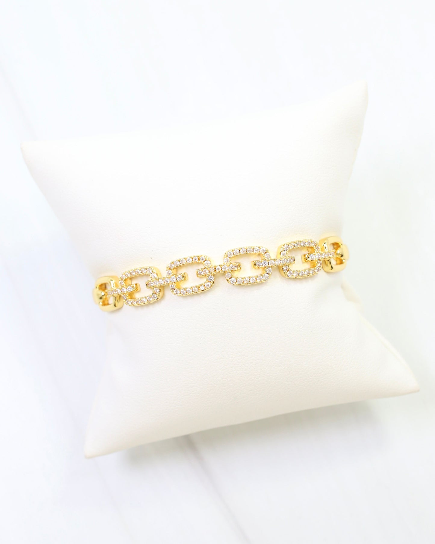 Natasha CZ Square Bangle Bracelet WR Gold