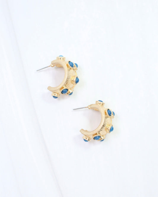 Miriam Textured Hoop Earring Blue