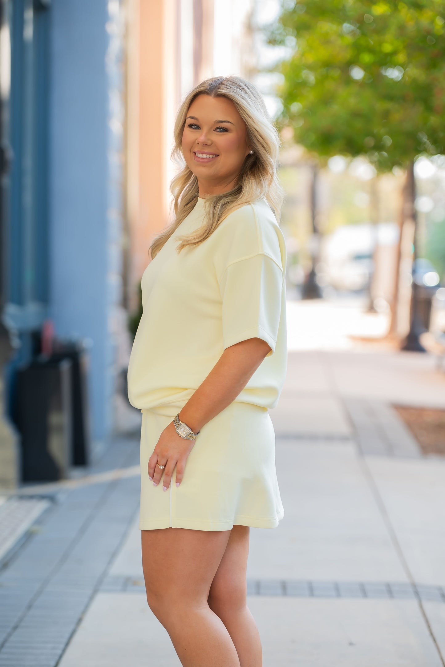 Davis Modal Flat Piping Skort-Lemonilla