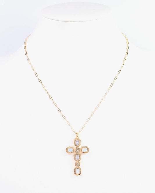 Carter Cross Necklace White Opal