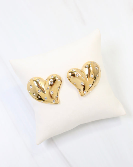 Sweetie CZ Embellished Heart Earring Gold