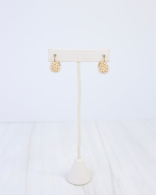 Roswell Pearl Cluster Hoop Earring WR Gold