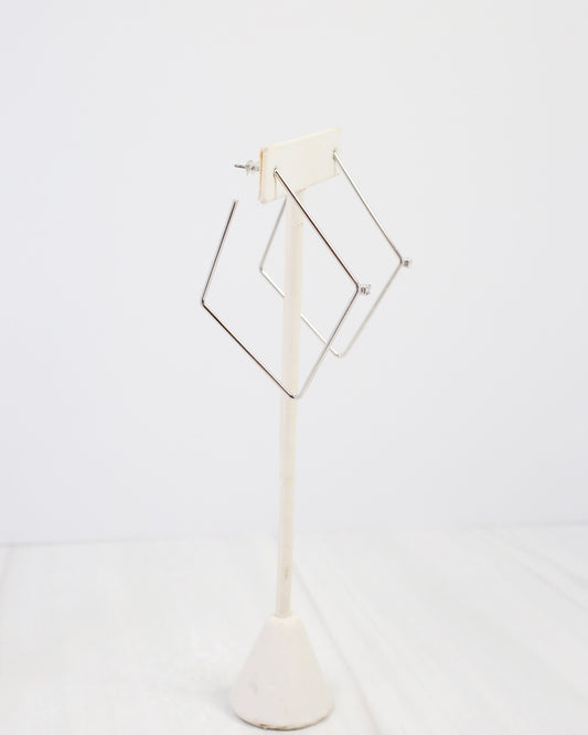 Webster Diamond Shaped Hoop Earring Silver