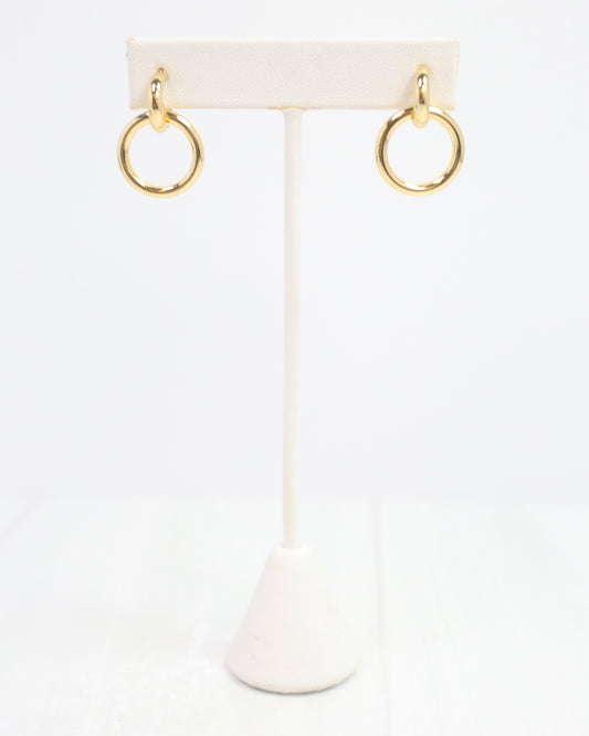 Donatello Double Hoop Stud Gold