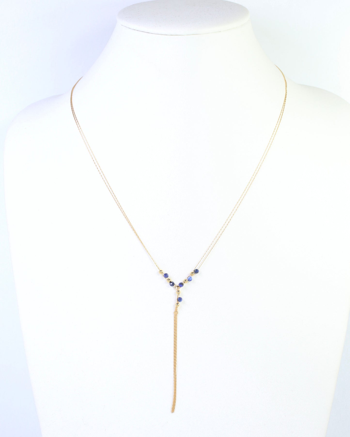 Merida Beaded Tassel Necklace Navy