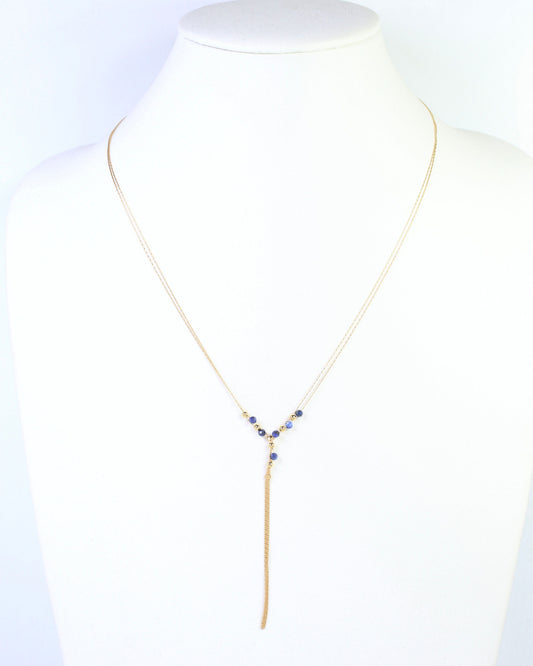 Merida Beaded Tassel Necklace Navy