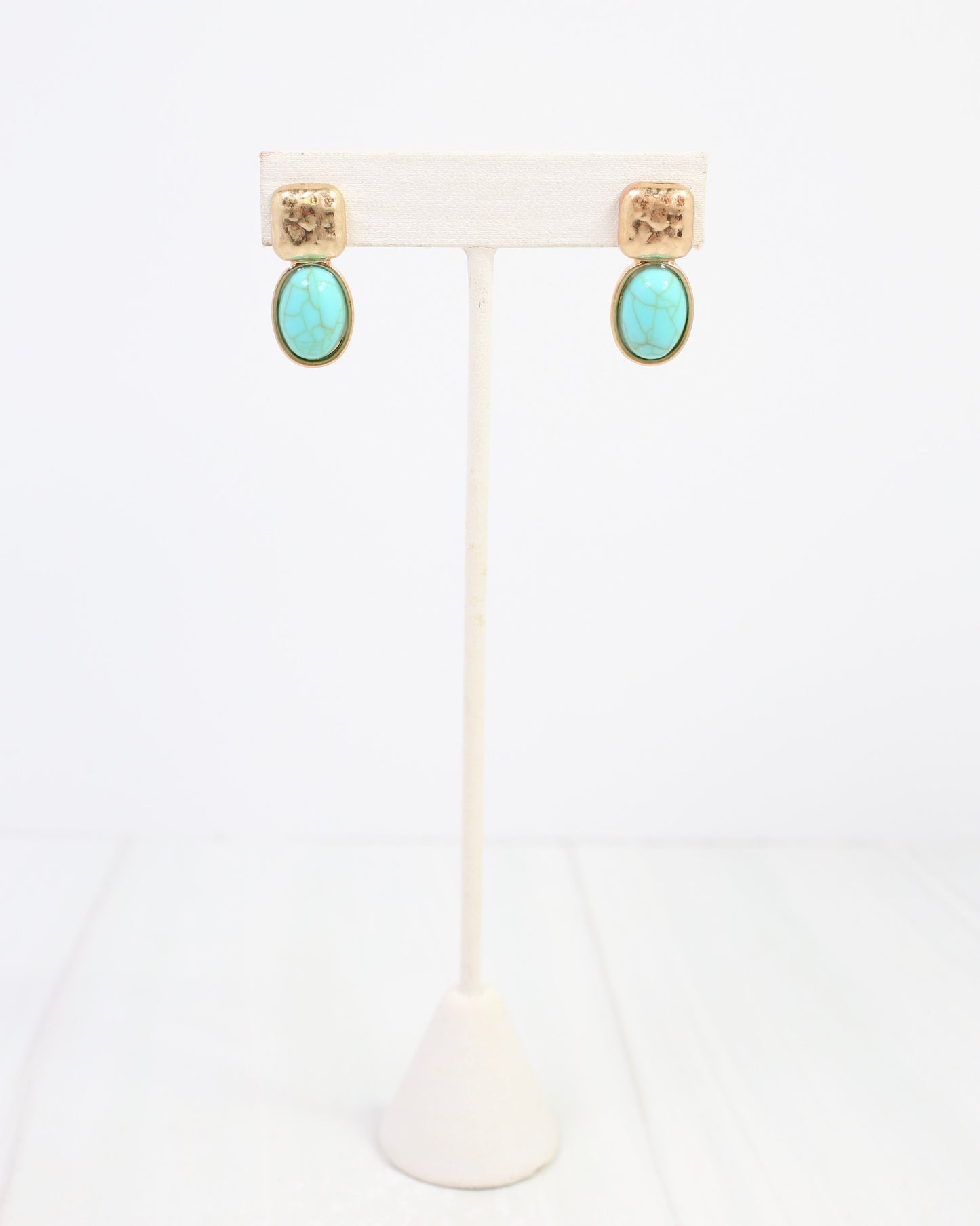 Mindy Textured Gold Drop Earring Turquoise