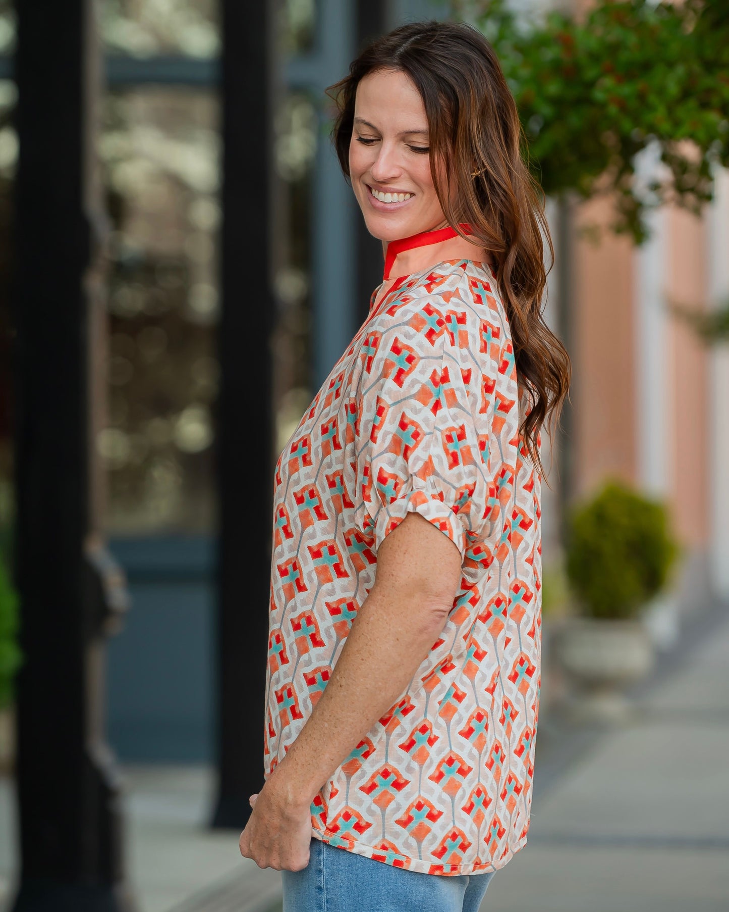 Caldwell Short Dolman Sleeve Blouse-Sunkist Mix