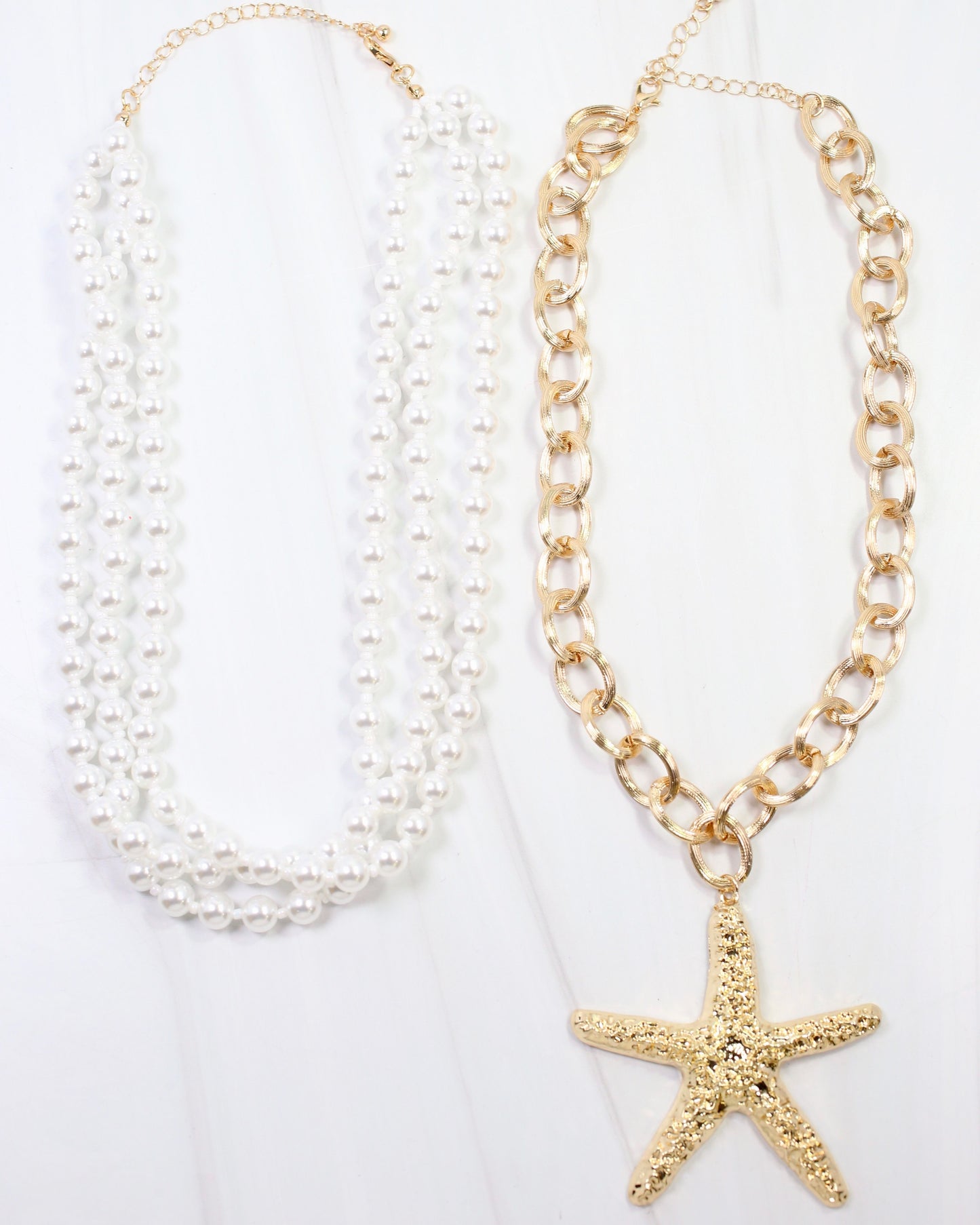 Castine Pearl Starfish Layered Necklace Gold