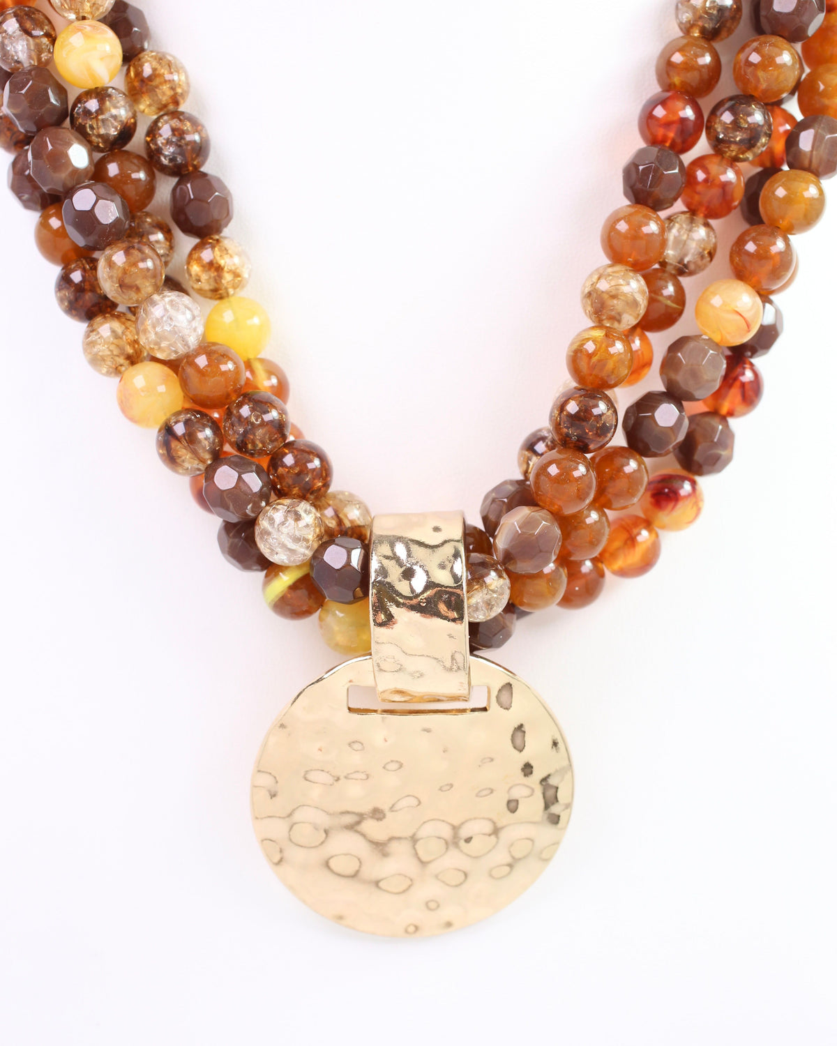 Larissa Beaded Necklace with Pendant Brown Multi