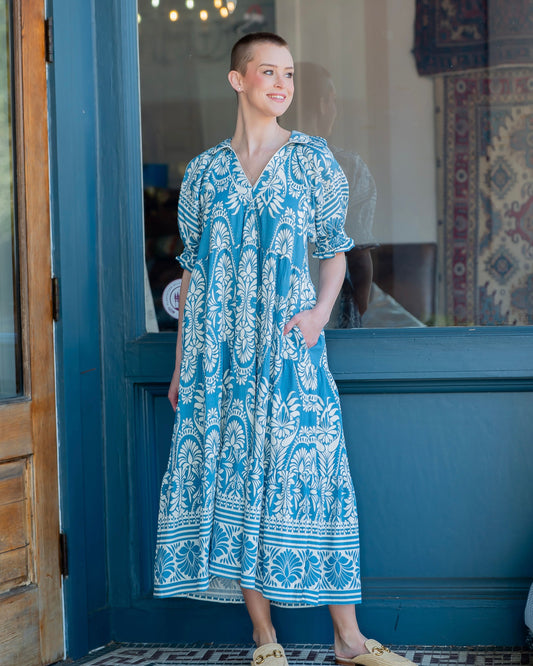 Sonnet Border Print Tiered Dress