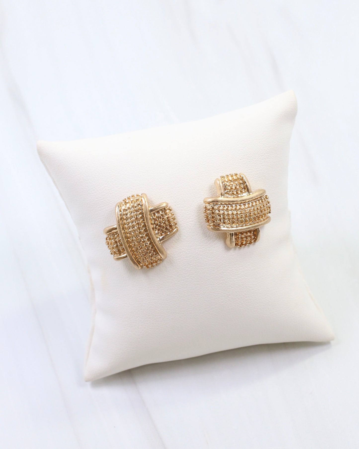 Bernadette Textured Stud Earring Worn Gold