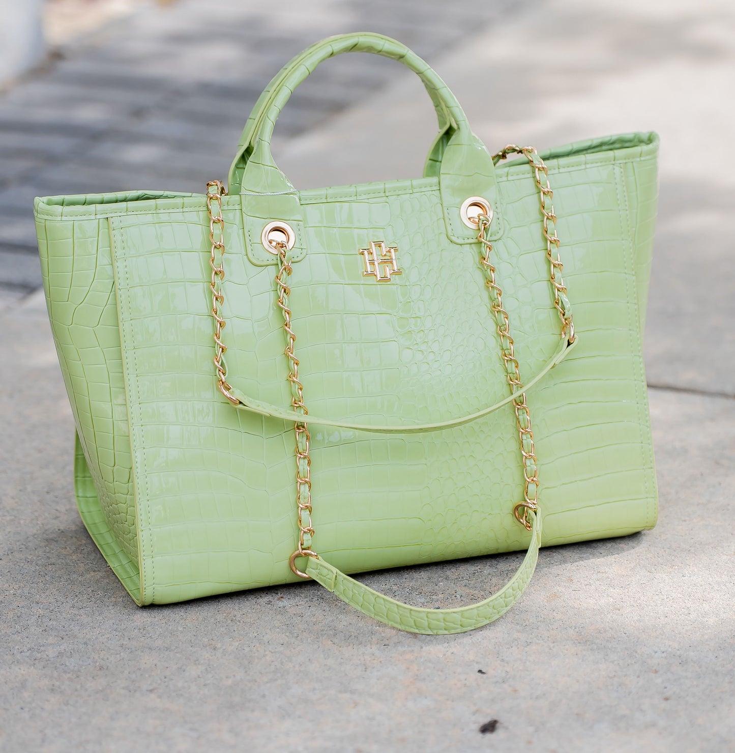 Missy Tote Lime Patent EC