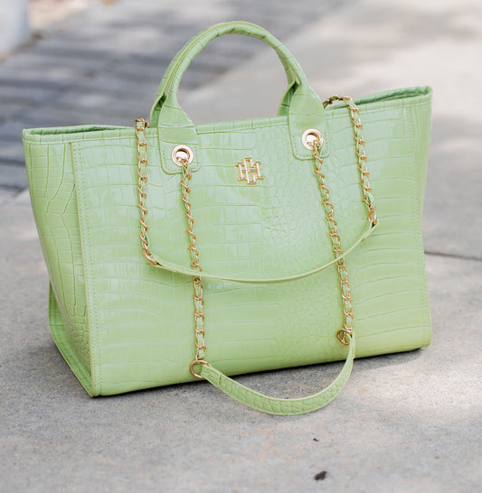 Missy Tote Lime Patent EC