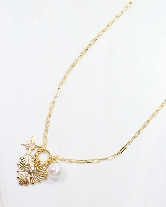 Sangrail Heart Charm Necklace Gold