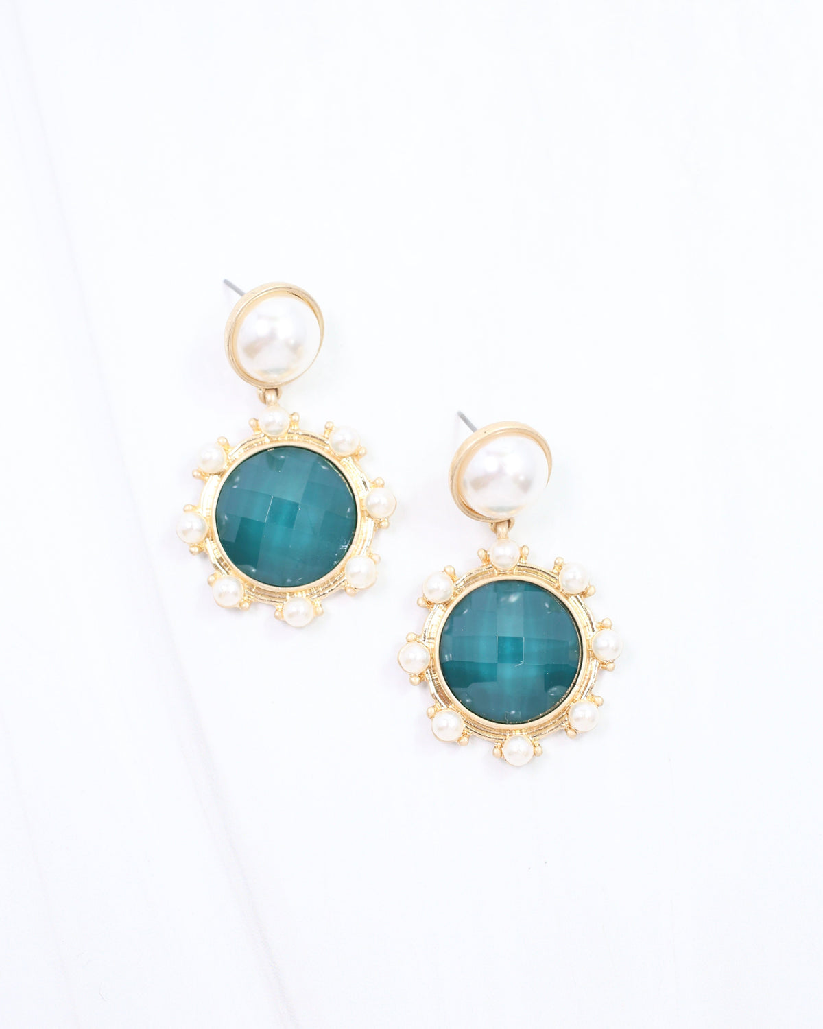 Mayra Faceted Pearl Earring Teal
