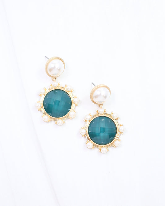 Mayra Faceted Pearl Earring Teal