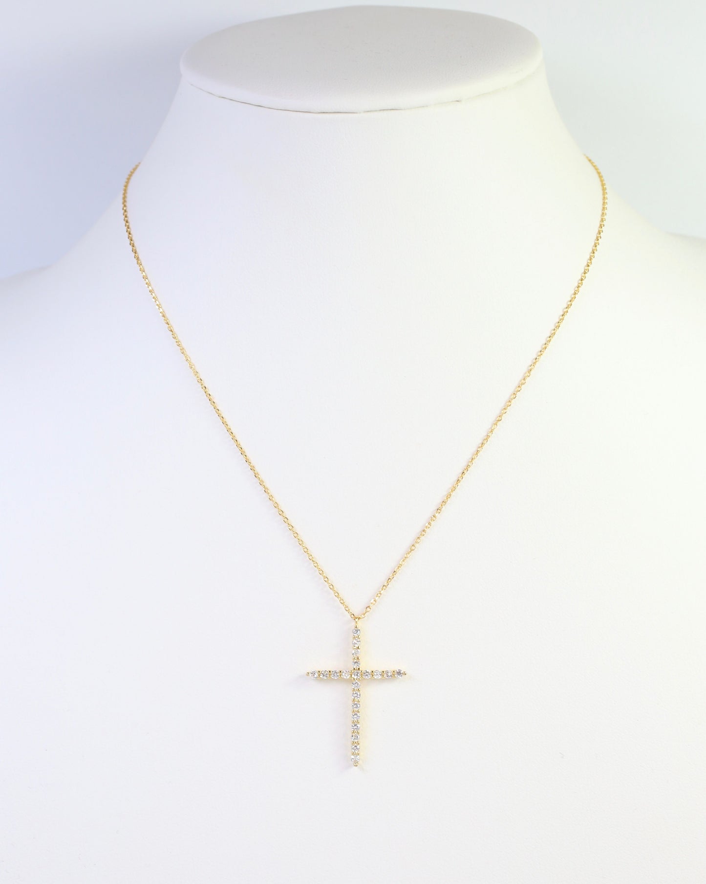 Yazoo CZ Cross Necklace Gold