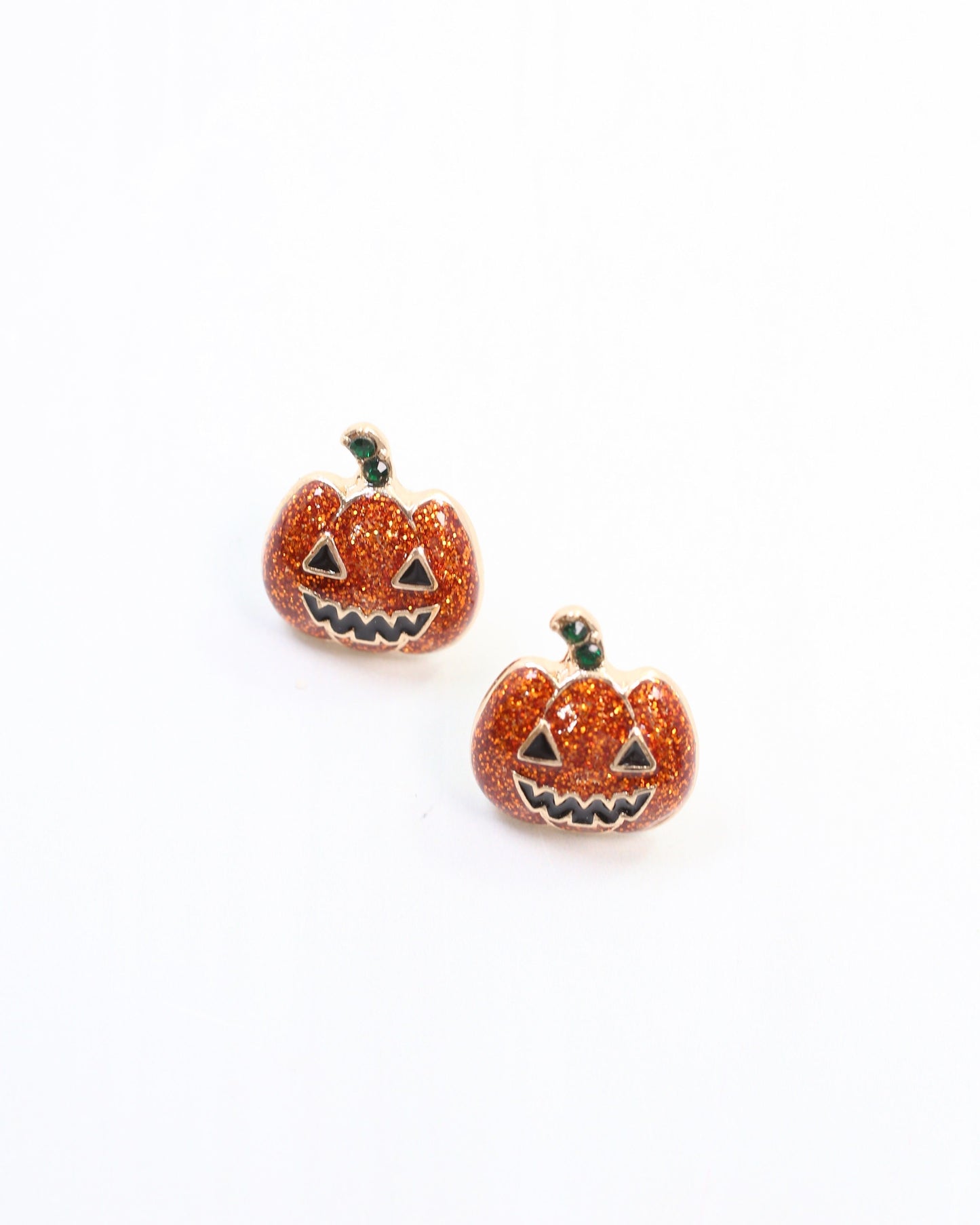 Grim Glittery Jack o Lantern Earring Orange