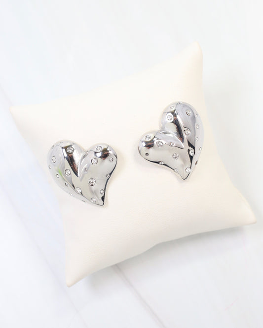 Sweetie CZ Embellished Heart Earring Silver