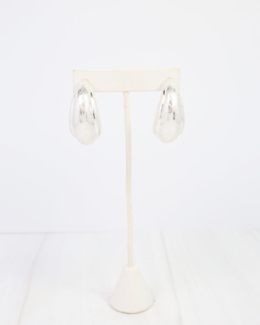 Gastonia Thick Hoop Earring Worn Silver