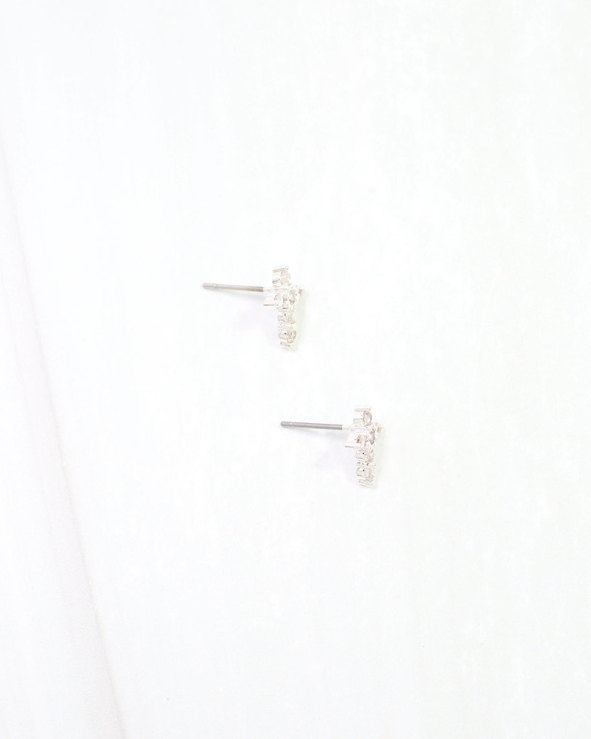 Josephina Pave Cross Stud Earring WR Silver