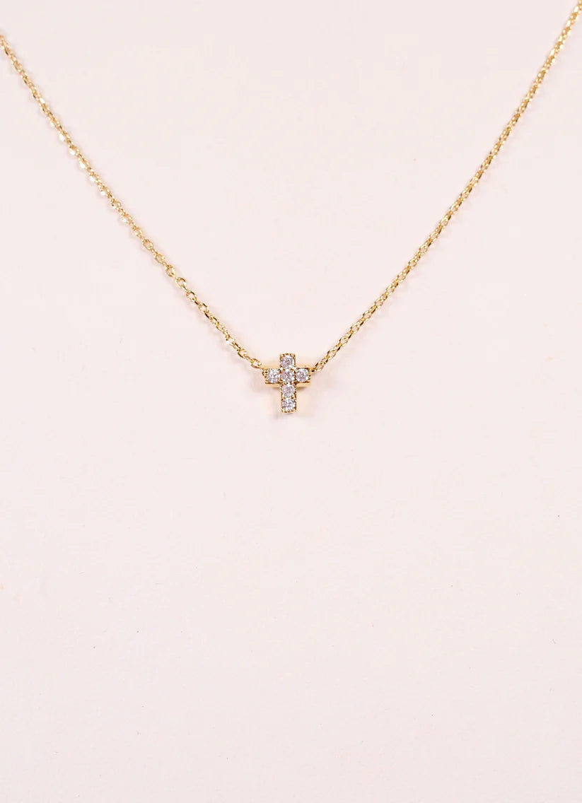 Shannen CZ Cross Necklace GOLD