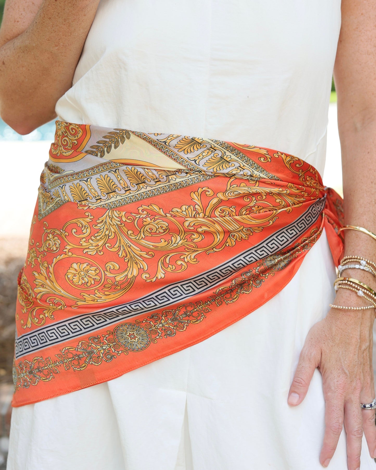 Mylah Medallion Print Scarf Orange