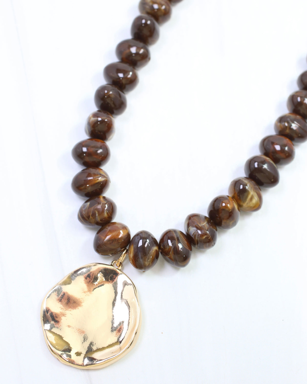 Douglas Beaded Pendant Necklace Brown
