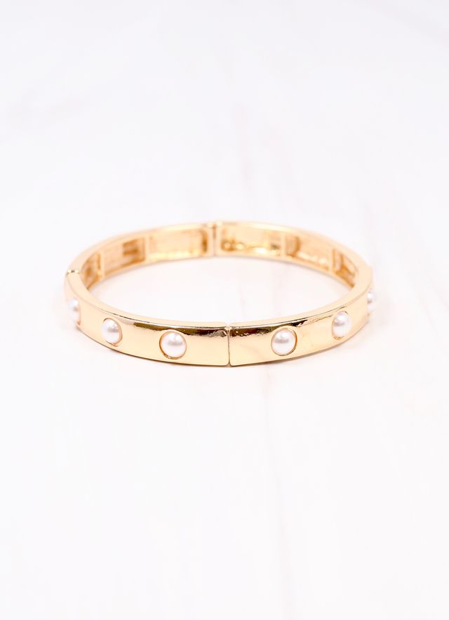 Addy Stretch Bracelet with Pearls Gold