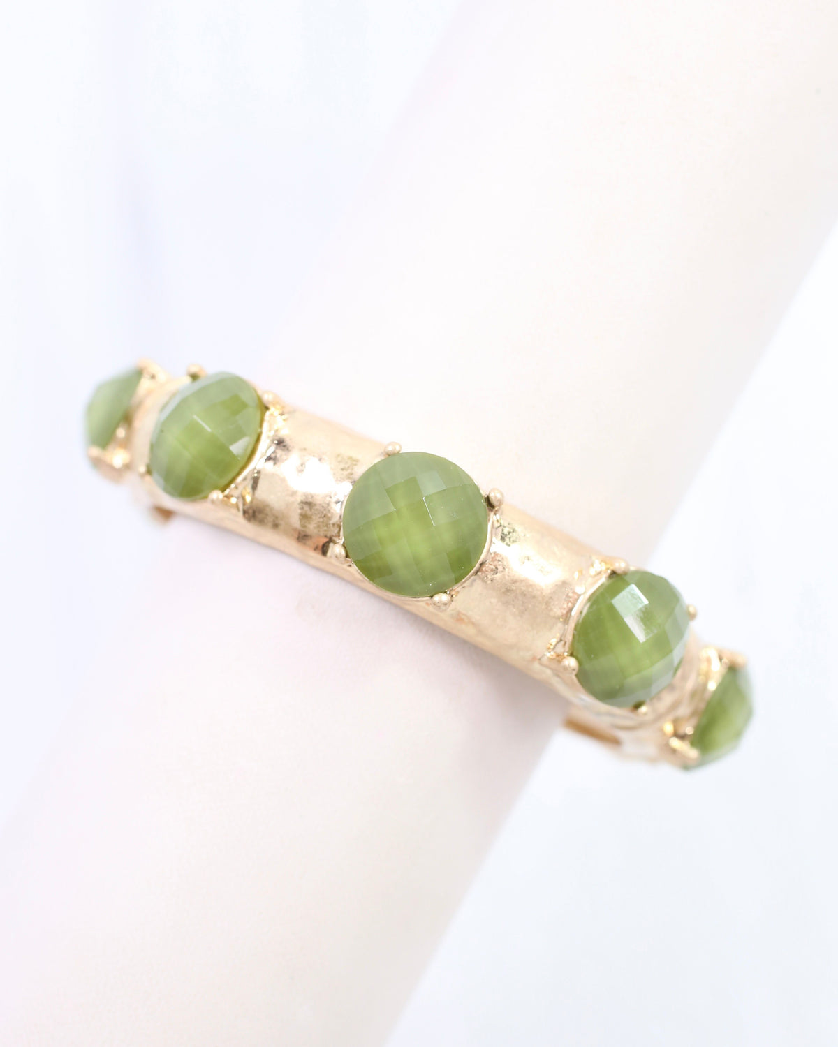 Mazie Faceted Stone Stretch Bracelet Olive