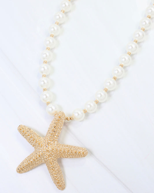 Grand Rapids Starfish Pendant Necklace Pearl