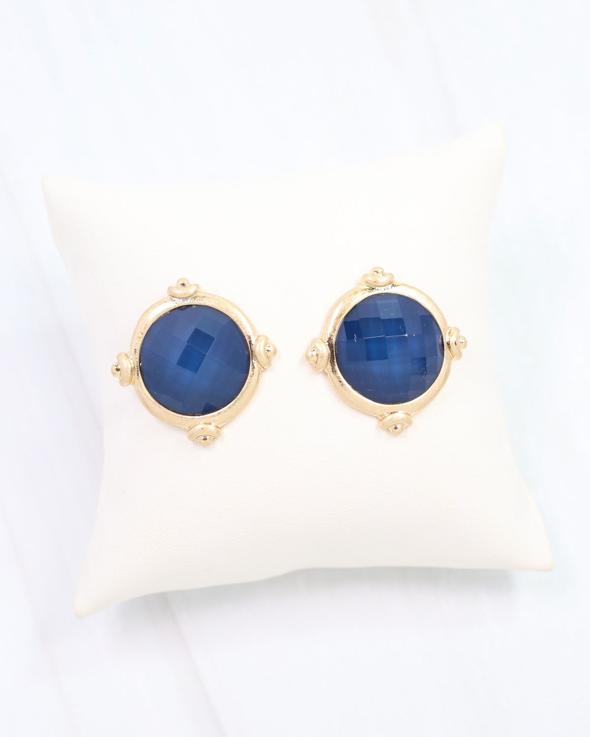 Melani Faceted Stud Earring Navy