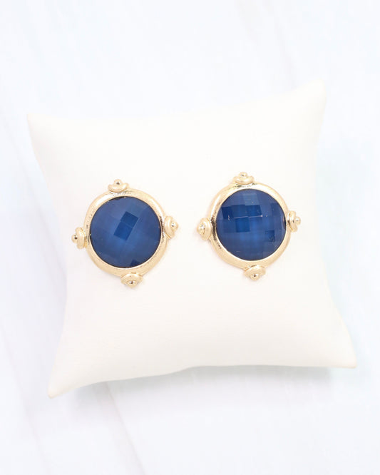 Melani Faceted Stud Earring Navy