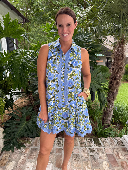 Somerset Floral Dress-Blue
