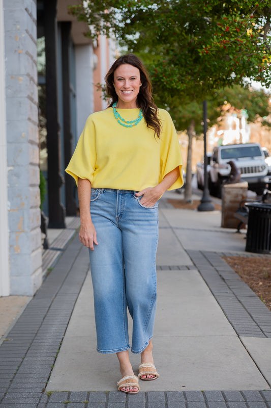 Charlotte Dolman Sleeve Sweater-Yellow
