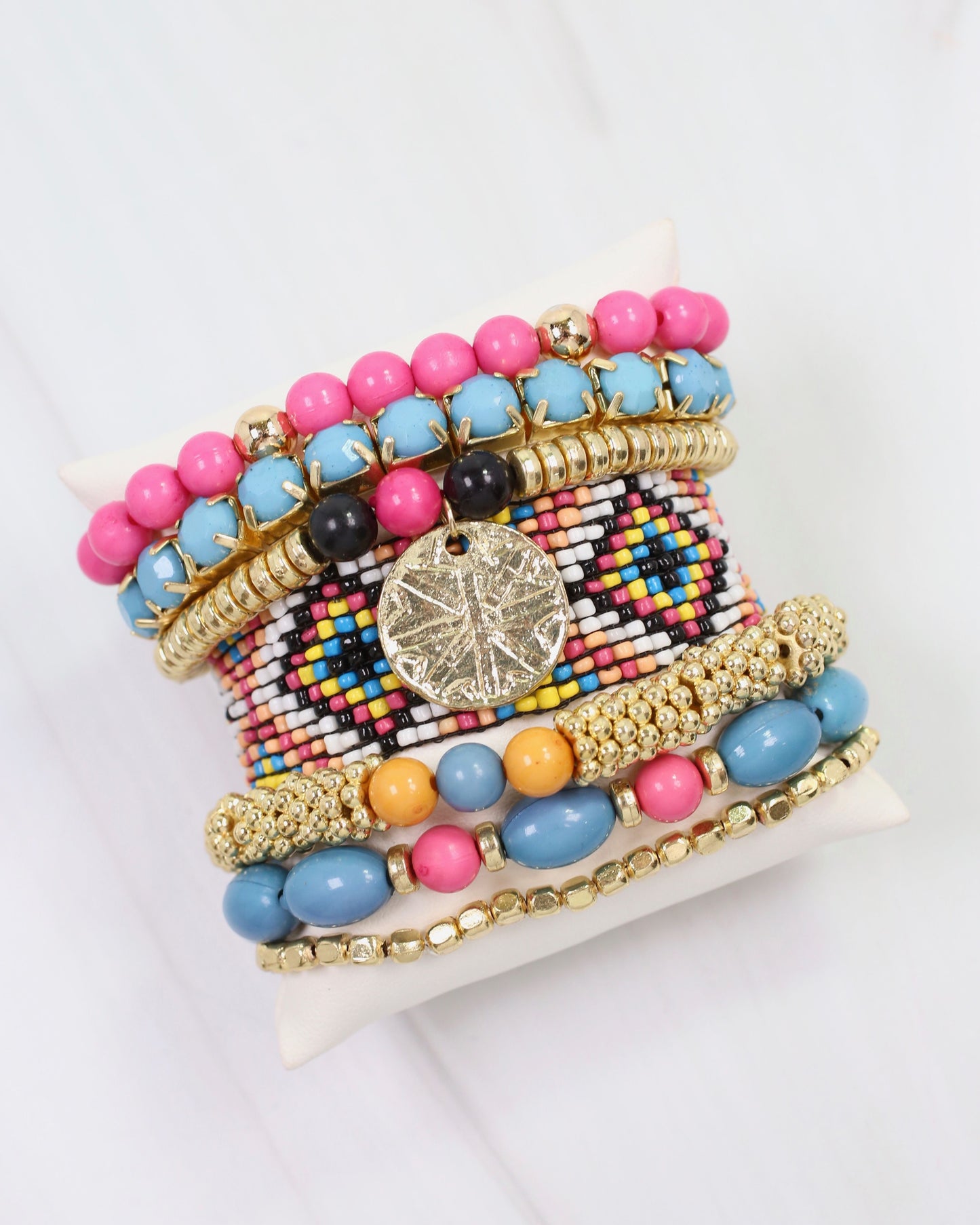 Sandusky Beaded Streatch Bracelet Set TURQUOISE