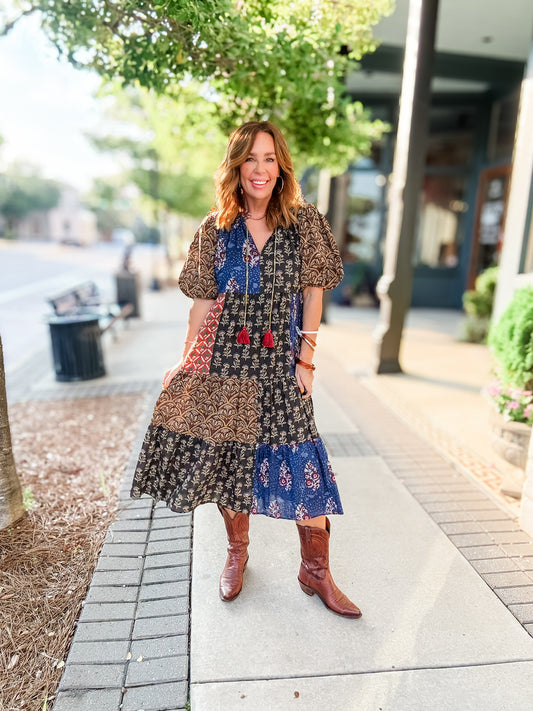 My Maria Multi Print Midi/Maxi Dress