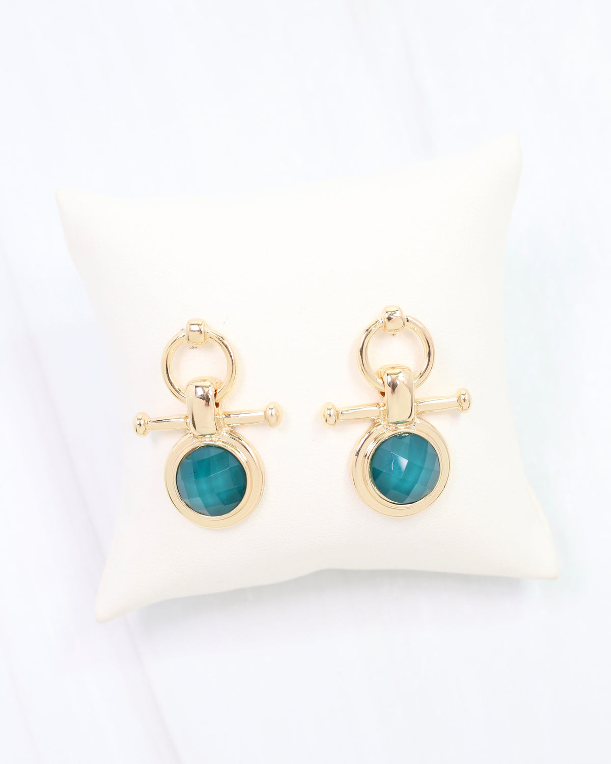 May Faceted Post Earring Teal