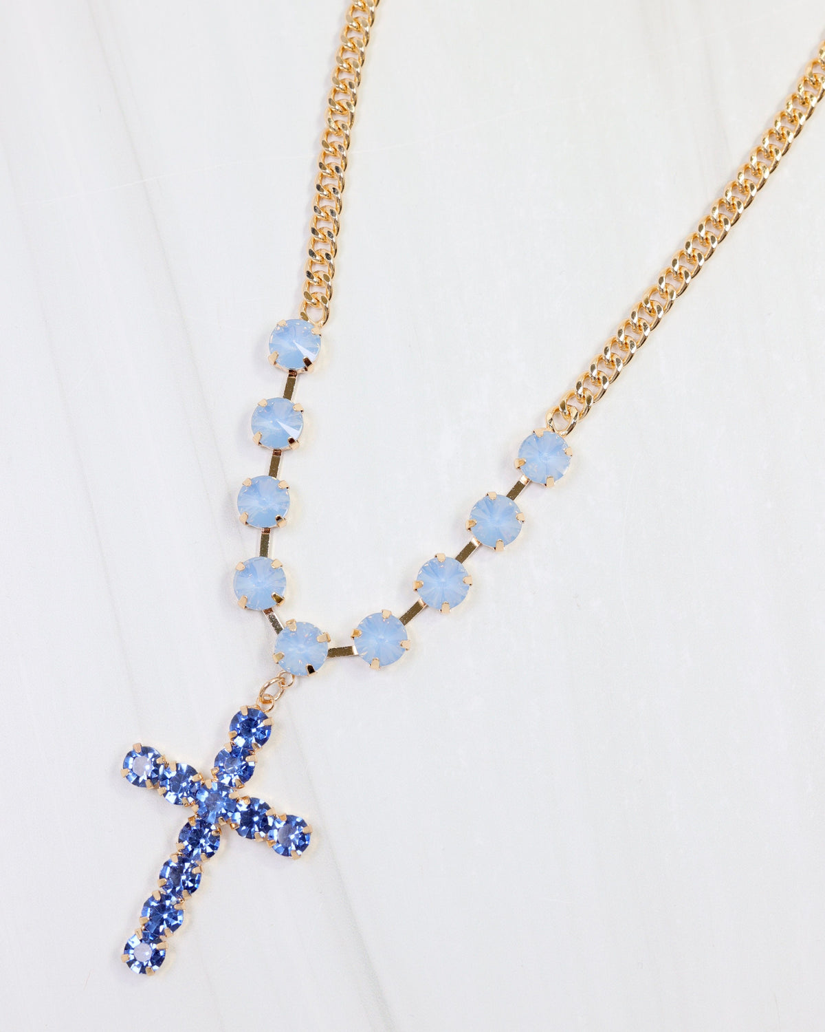 Richland Rhinestone Cross Necklace Sapphire