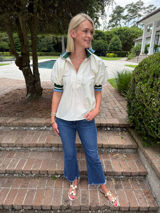 Ryals Zip Up Top- Cream
