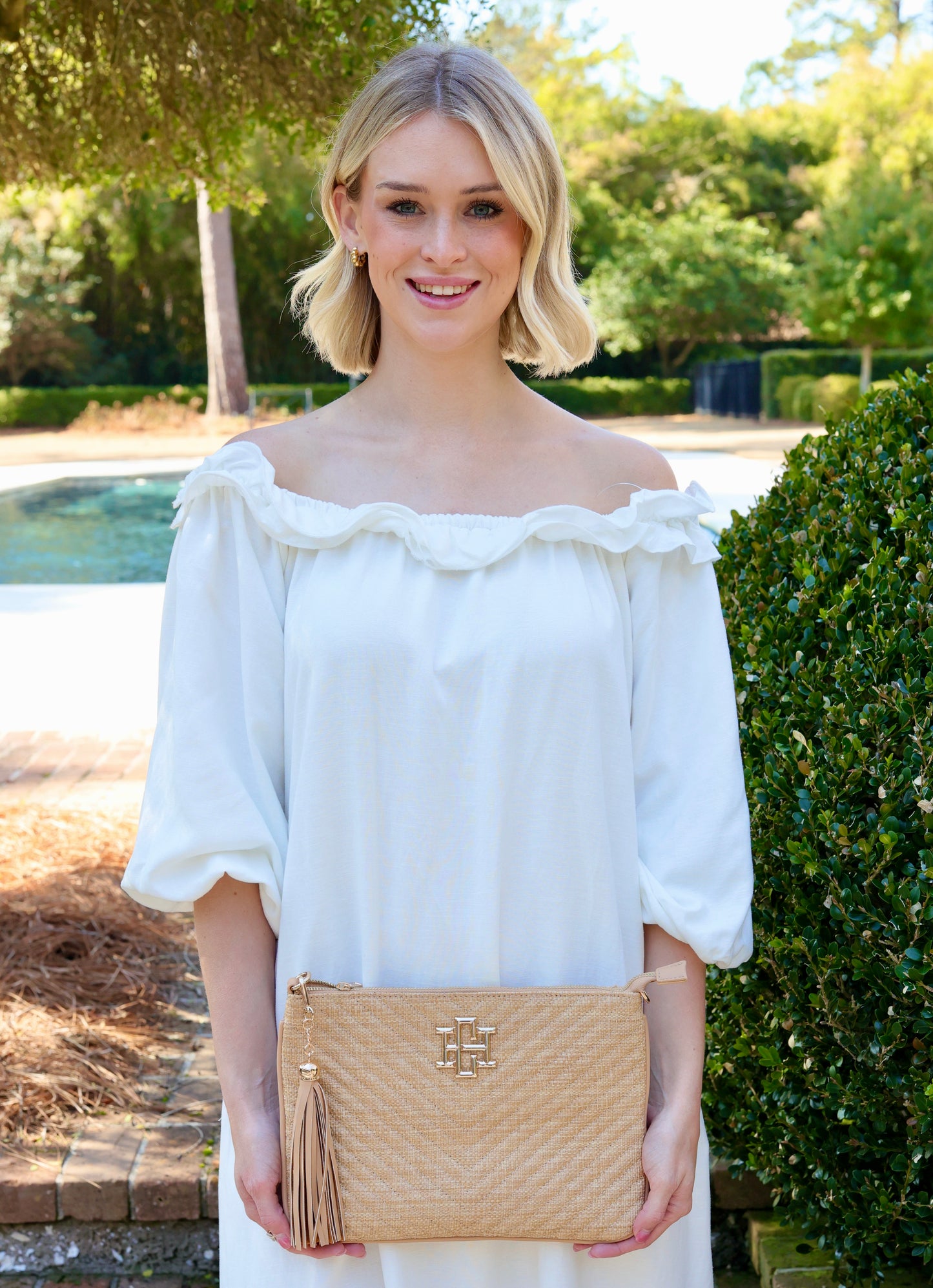 Madelyn Clutch/Crossbody Natural V Quilted