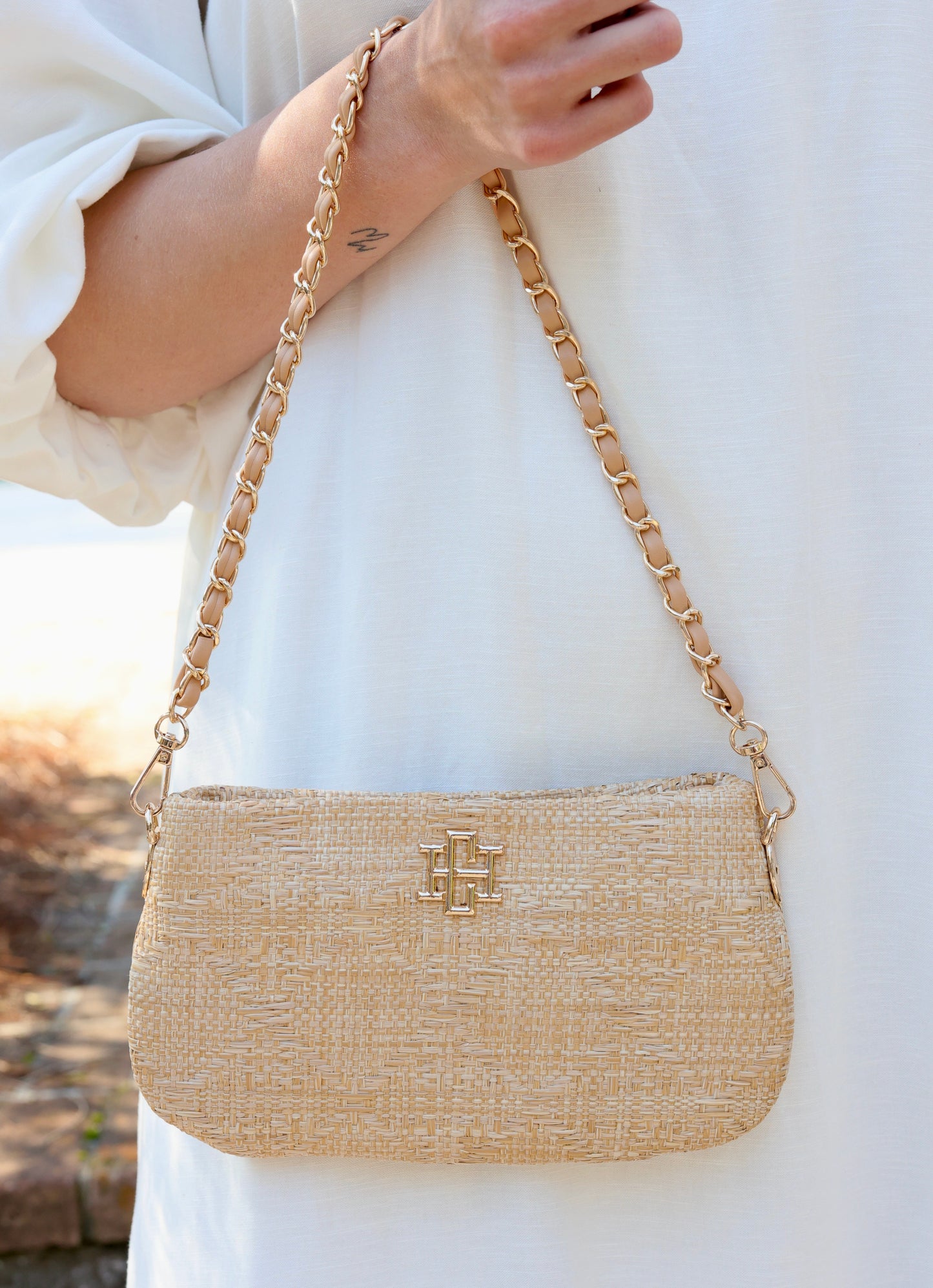 Livi Crossbody Natural Lattice Tan